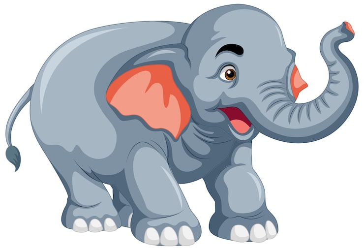 Gratis Vector een olifant in cartoon stijl