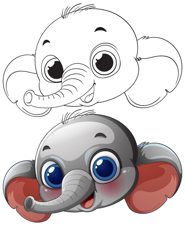 Gratis Vector een schattige illustratie van een jonge olifant