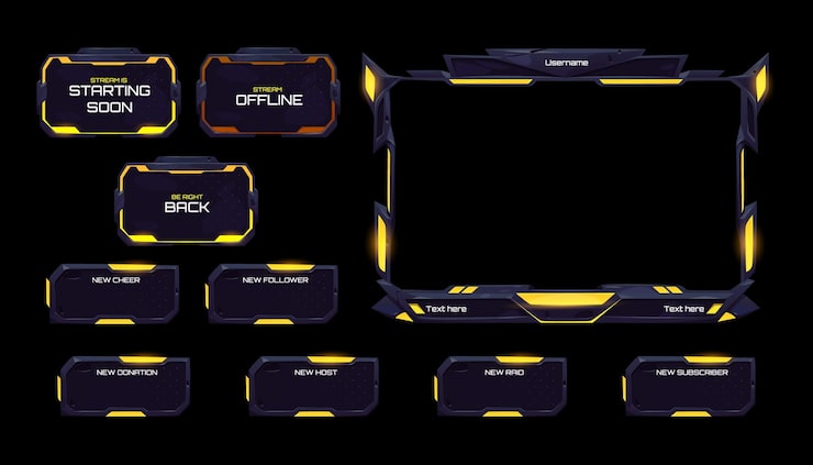 Gratis Vector game livestream interface-elementen