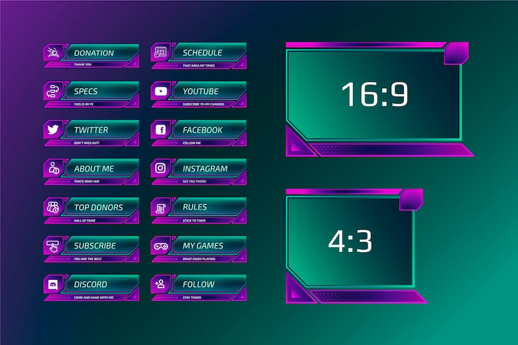 Gratis Vector gradiënt twitch panelen set