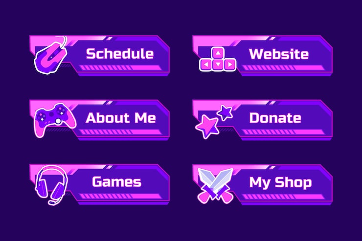 Gratis Vector gradiëntpakket van twitch-panelen