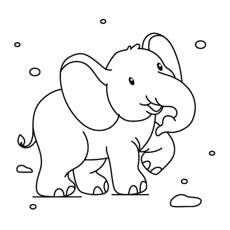 Gratis Vector hand getekend plat ontwerp olifant overzicht