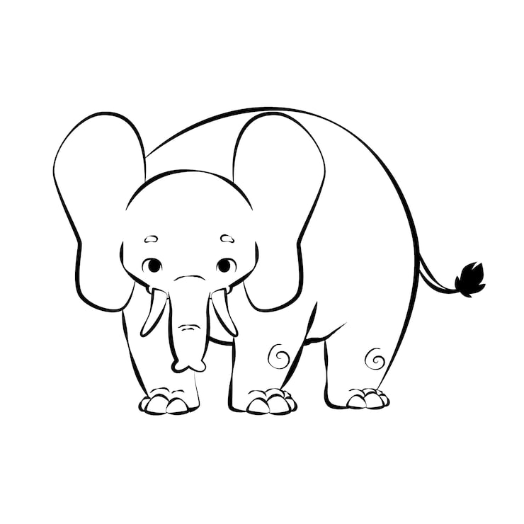 Gratis Vector hand getekend plat ontwerp olifant overzicht
