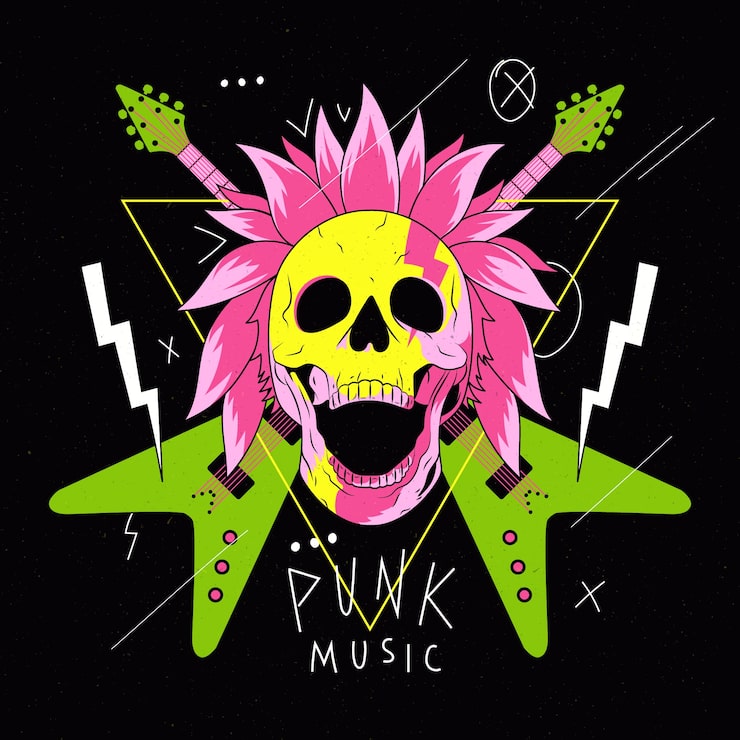 Gratis Vector hand getekende punk rock illustratie