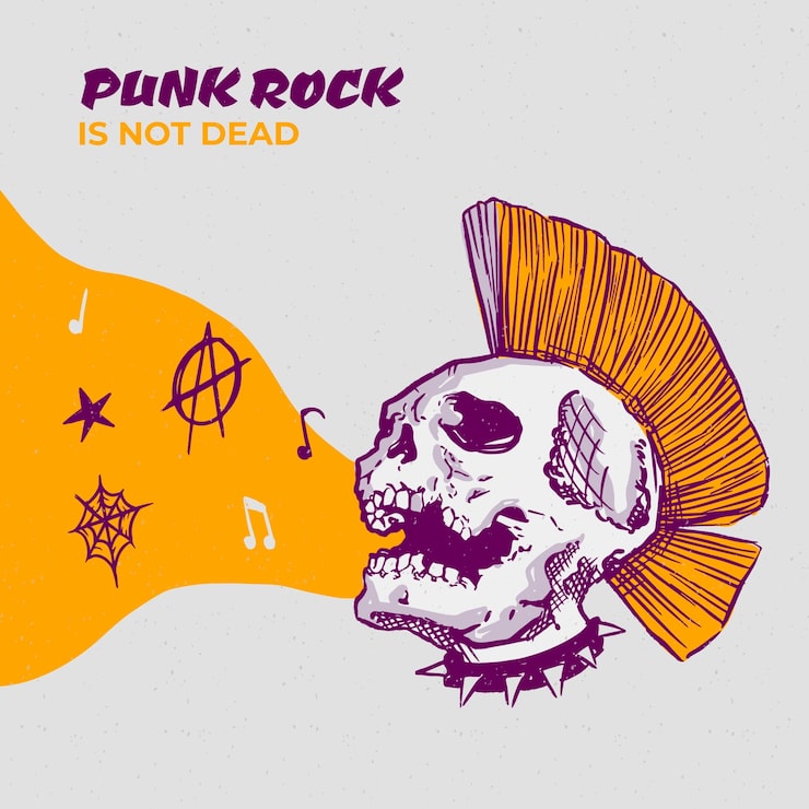 Gratis Vector hand getekende punk rock illustratie