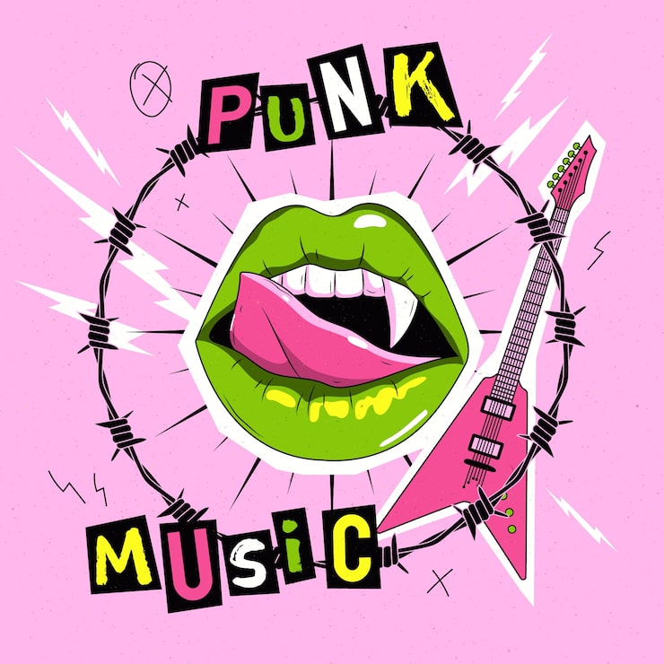 Gratis Vector hand getekende punk rock illustratie