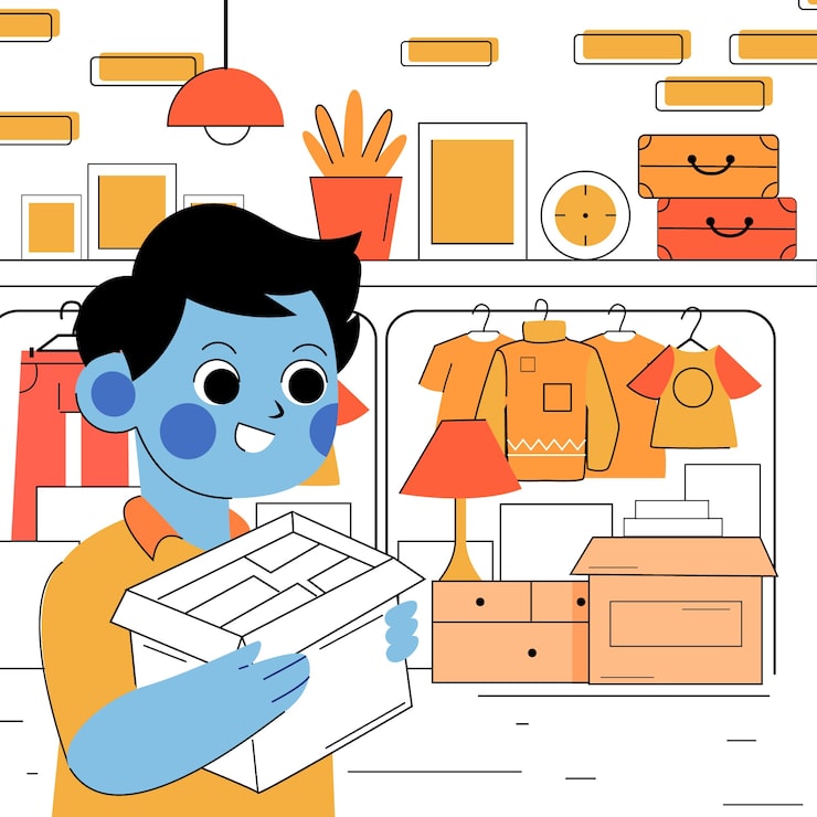 Gratis Vector hand getrokken kringloopwinkel illustratie