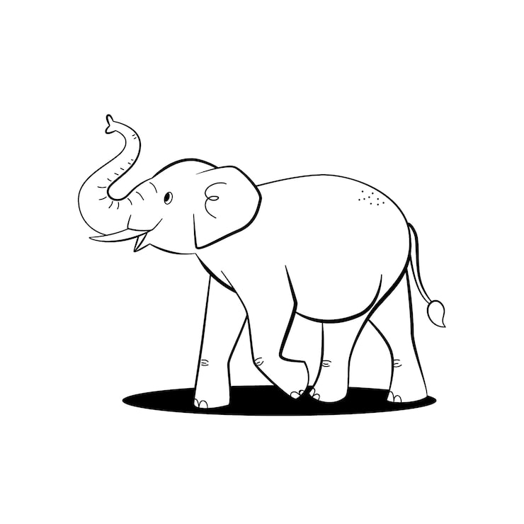 Gratis Vector handgetekende illustratie van de omtrek van een olifant