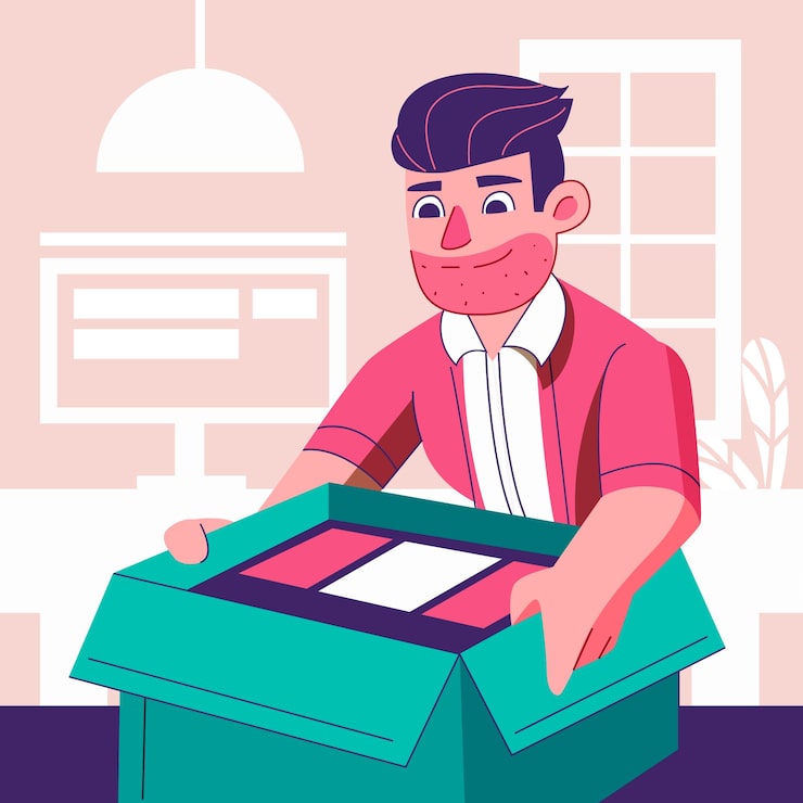 Gratis Vector handgetekende unboxing-illustratie