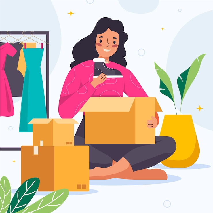 Gratis Vector handgetekende unboxing-illustratie
