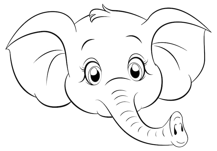 Gratis Vector kleurplaatoverzicht van schattige olifant