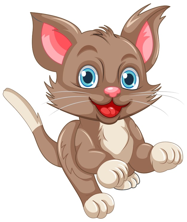 Gratis Vector leuke bruine kat cartoon personage
