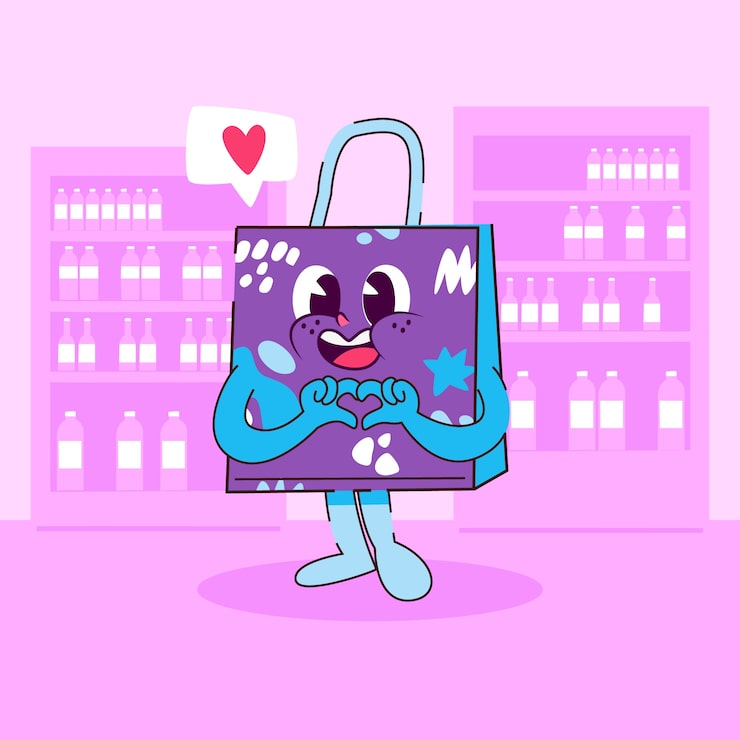 Gratis Vector met de hand getekende cartoon illustratie van een boodschappenzak