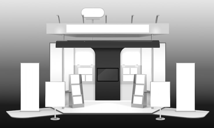 Gratis Vector mockup tentoonstellingstent 3d-ontwerp