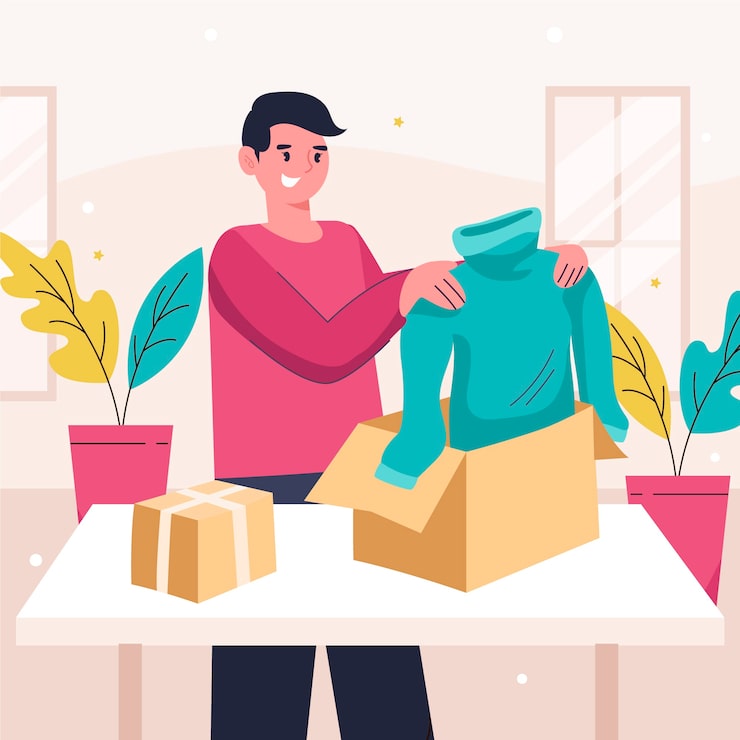 Gratis Vector platte ontwerp unboxing illustratie