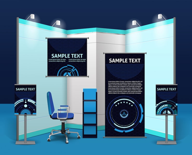Gratis Vector promotionele tentoonstelling standaardsjabloon