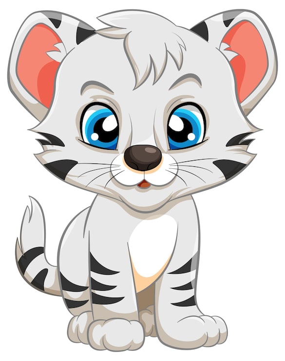 Gratis Vector schattig tijger stripfiguur