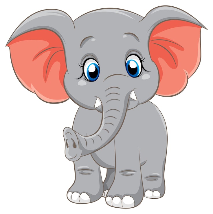 Gratis Vector schattige olifant stripfiguur