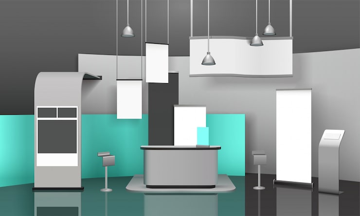 Gratis Vector showcase exhibit booth-compositie