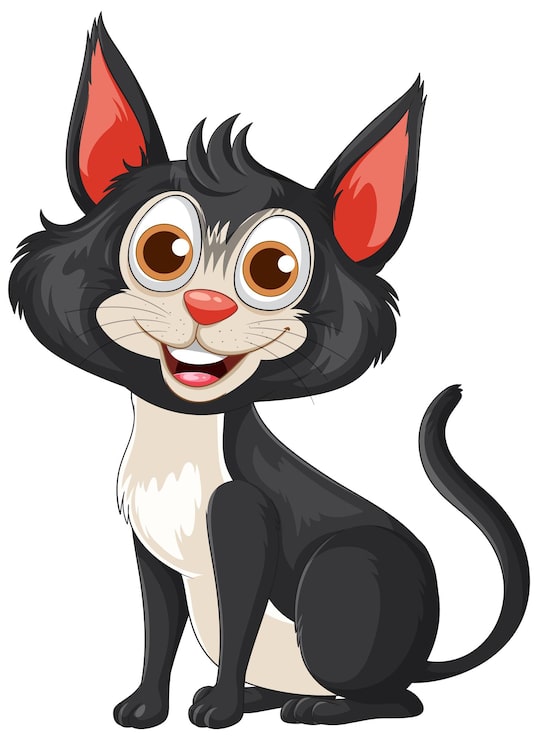 Gratis Vector speelse cartoonkat met grote ogen