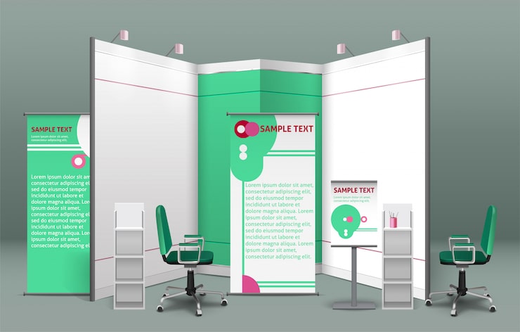 Gratis Vector tentoonstelling stand concept