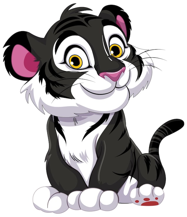 Gratis Vector vreugdevolle tekenfilm illustratie van een kitten