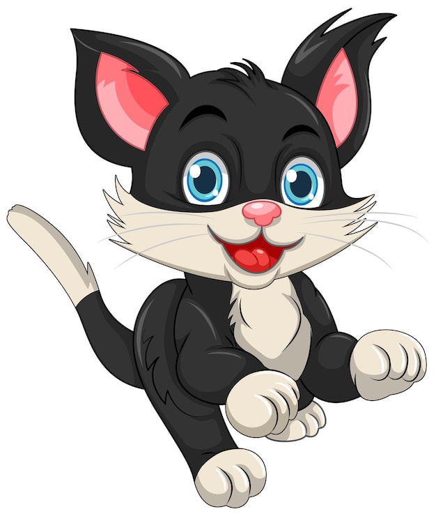 Gratis Vector zwarte kat cartoon personage